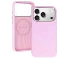 Liavec šilkinis dėklas su metaliniu kameros rėmeliu, skirtas iPhone 18 Pro/17 Pro, rožinis