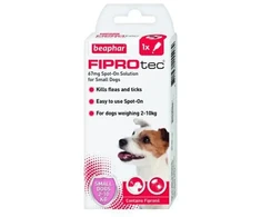 Līdzeklis pret blusām, ērcēm suņiem : Beaphar Fiprotec dog, no 2 līdz 10 kg,1pip.;