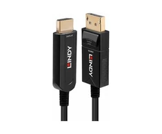 DisplayPort Kabelis - LINDY Šviesolaidinis Hibridinis DisplayPort 1.2 į HDMI Kabelis, M/M, 840x2160 60Hz, 21.6Gbps, 30 m, Juodas