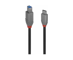 USB Laidas - LINDY Anthra Line USB 3.2 Type C į B Laidas, M/M, 5Gbp, 0.5 m, Juodas