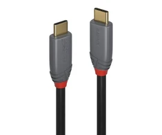 USB Kabelis - LINDY Anthra Line USB 3.2 Type C į C Laidas, M/M, 20Gbps, 100W PD, 2 m, Juodas