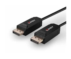 DisplayPort Kabelis - LINDY Šviesolaidinis Hbridinis DisplayPort 2.0 UHBR10 Kabelis, M/M, 50 m, Juodas