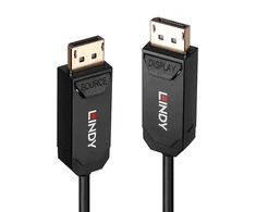 DisplayPort Kabelis - LINDY Šviesolaidinis Hibridinis DisplayPort 2.0 UHBR10 Kabelis, M/M, 15 m, Juodas