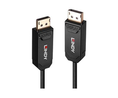 DisplayPort Kabelis - LINDY Šviesolaidinis Hibridinis DisplayPort 2.0 UHBR10 Kabelis, 40Gbps, 7680x4320@60Hz, 20 m, Juodas