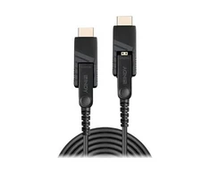 Lindy 100m Fibre Optic Hybrid Micro-HDMI 18G Cable with Detachable HDMI and DVI Connectors, 100 m, HDMI Type D (Micro), HDMI Type D (Micro), 18 Gbit/s, Juodas