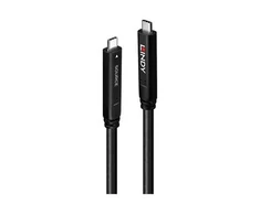 USB Kabelis - LINDY USB 3.2 5Gbps ir DP 1.4 Type C Hibridinis Kabelis (2 juostos), 5Gbps, 4K30Hz, 60W, 8 m, Juodas