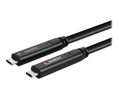USB Kabelis - LINDY USB 3.2 5Gbps ir DP 1.4 Type C Hibridinis Laidas, 4K30Hz Vaizdas, 60W, 10 m, Juodas