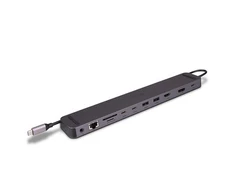 USB C Dokavimo Stotis - LINDY Plugable DST-Mini XT 810 8K/4K60, 100W PD, USB 3.2, Gigabit Ethernet, Pilka
