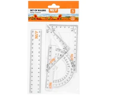 Lineālu komplekts YES Oranžinis Line, 4 priekšmeti, lineāls 15 cm.