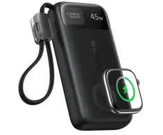 LiPo Išorinis akumuliatorius (PowerBank) 10000mAh 45W su integruotu USB-C kabeliu + bevieliu išmanaus laikrodžio krovikliu EnerFill FT31 BASEUS