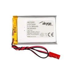 Lithium Polymer Baterija Akyga AKY0081 LP573450 Li-Po 3.7V | 980mAh PCM JST 2.54 2Pin Connector 150mm