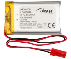 Lithium Polymer Baterija Akyga AKY0108 LP603048 Li-Po 3.7V | 850mAh PCM JST 2.54 2Pin Connector 150mm
