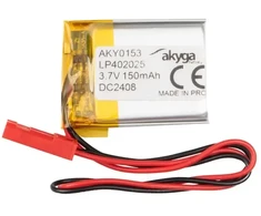 Lithium Polymer Baterija Akyga AKY0153 LP402025 Li-Po 3.7V 150mAh PCM JST 2.54 2-Pin Connector 150mm
