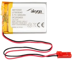 Lithium Polymer Baterija Akyga AKY0300 LP303040 Li-Po 3.7V 320mAh PCM JST 2.54 2-Pin Connector 150mm