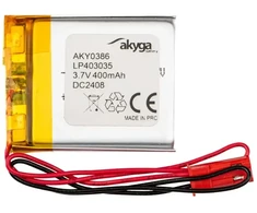 Lithium Polymer Baterija Akyga AKY0386 LP403035 Li-Po 3.7V 400mAh PCM JST 2.54 2-Pin Connector 150mm