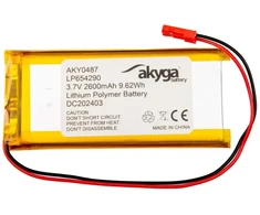 Lithium Polymer Baterija Akyga AKY0487 LP654290 Li-Po 3.7V 2600mAh PCM JST 2.54 2-Pin Connector 150mm