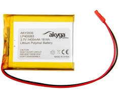 Lithium Polymer Baterija Akyga AKY0535 LP405063 Li-Po 3.7V 1400mAh PCM JST 2.54 2-Pin Connector 150mm