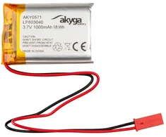 Lithium Polymer Baterija Akyga AKY0571 LP803040 Li-Po 3.7V 1000mAh PCM JST 2.54 2 Pin Connector 150mm