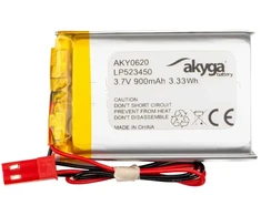 Lithium Polymer Baterija Akyga AKY0620 LP523450 Li-Po 3.7V | 900mAh PCM JST 2.54 2Pin Connector 150mm