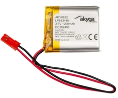 Lithium Polymer Baterija Akyga AKY0622 LP883440 Li-Po 3.7V 1200mAh PCM JST 2.54 2-Pin Connector 150mm