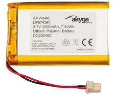 Lithium Polymer Baterija Akyga AKY0640 LP674261 Li-Po 3.7V 2000mAh PCM Molex 2.50 2Pin Connector 50mm