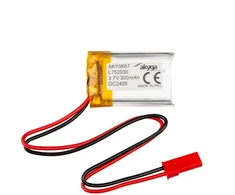 Lithium Polymer Baterija Akyga AKY0657 LP752030 Li-Po 3.7V 300mAh PCM JST 2.54 2-Pin Connector 150mm