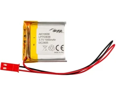 Lithium Polymer Baterija Akyga AKY0658 LP753636 Li-Po 3.7V 1000mAh PCM JST 2.54 2-Pin Connector 150mm