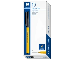 STAEDTLER tušinukas „Stick 430 F“, juodas, 0,3 mm, su dangteliu