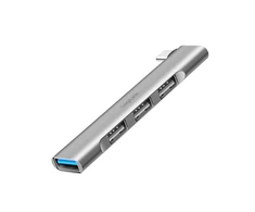 „LogiLink Slim HUB“ USB-C prie 1x USB-A 3.0 3xUSB-A 2.0