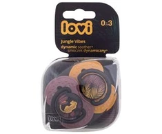 LOVI 22/901 Dinaminis silikoninis čiulptukas 0-3m 2vnt Jungle Vibes Girl