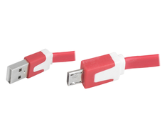 Lamex LTC PS USB mikro USB kabelis, raudonos spalvos, plokščias.