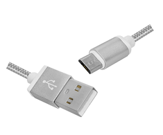 Lamex LTC PS USB -mikroUSB kabelis, 1 m, sidabrinės spalvos.