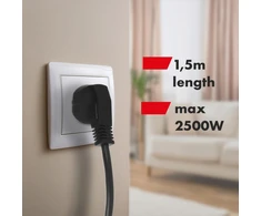 Listwa „Maclean“ maitinimo laidas, 4 lizdų + USB, su jungikliais, 250 V kintamoji srovė / 10 A, 1,5 m, juodas, MCE508 B