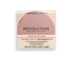 „Makeup Revolution Conceal &amp; Fix“ veganiška birių, fiksuojančių pudrų rinkinys, vidutinio dydžio, geltona, 13 g