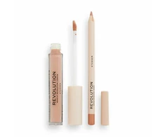 Rinkinys „Makeup Revolution“: skysti lūpų dažai „Makeup Revolution Stunner“, 3 ml + lūpų pieštukas „Makeup Revolution Precision Lip Liner Stunner“, 1 g