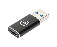 Adapteris USB Manhattan USB-A - USB-C Juodas (153980)