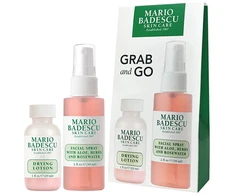 Mario Badescu Grab And Go Set veido priežiūros rinkinys (sausinantis losjonas spuogams, 29 ml + veido purškiklis, 59 ml)