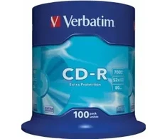 Matricas CD-R Verbatim 700MB 1x-52x su papildoma apsauga, 100 vnt. pakuotėje su velenu