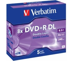 Verbatim DVD+R dvisluoksnis AZO Matt Sidabrinis 8,5 GB, 8 x, plastikinis brangakmenis