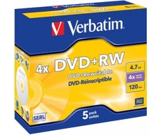 Verbatim Blank DVD+RW SERL 4.7GB 4x 5 Pack Jewel