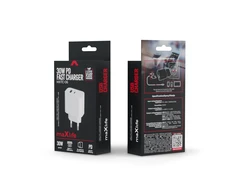 Maxlife MXTC-06 PD QC įkroviklis 1x USB-C 1x USB 30W baltos spalvos