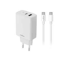 Telforceone Maxlife MXTC-10-20AC PD QC charger 1x USB-C 1x USB 20W baltas + USB-C - USB-C cable 20W