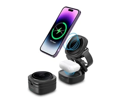 Maxlife MXWC-06 magnetinis belaidis įkroviklis 15W juodos spalvos 3in1