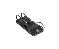 „Wekome Maxlife“ išorinė baterija su įmontuotu laidu MXPB-06 PD QC 22.5W 10000 mAh juoda