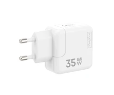 Įkroviklis Maxximus Ład. sieć. MX Burst GaN PD 35W, 2xUSB-C + kabelis PD 20W C/Lightning, Baltas/BALTA