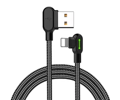 Mcdodo CA-4674 LED kampinis USB žaibo kabelis, 0.5 m (juodas)