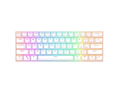 Royal Kludge RK61 TKL Klaviatūra | 60%, „Hot-swap“, rudi jungikliai, JAV, balta