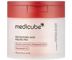 Medicube Red Succinic Acid Peeling Pad Šveičiamieji padeliai probleminei veido odai su gintaro rūgštimi, 70 vnt