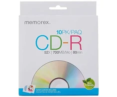 MEMOREX CD-R 700MB kompaktinis diskas 52X, vokas, 10 vnt. [56996]