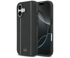 Mercedes Leather Star Pattern Stripes MagSafe dėklas skirtas Apple iPhone 17 juodos spalvos